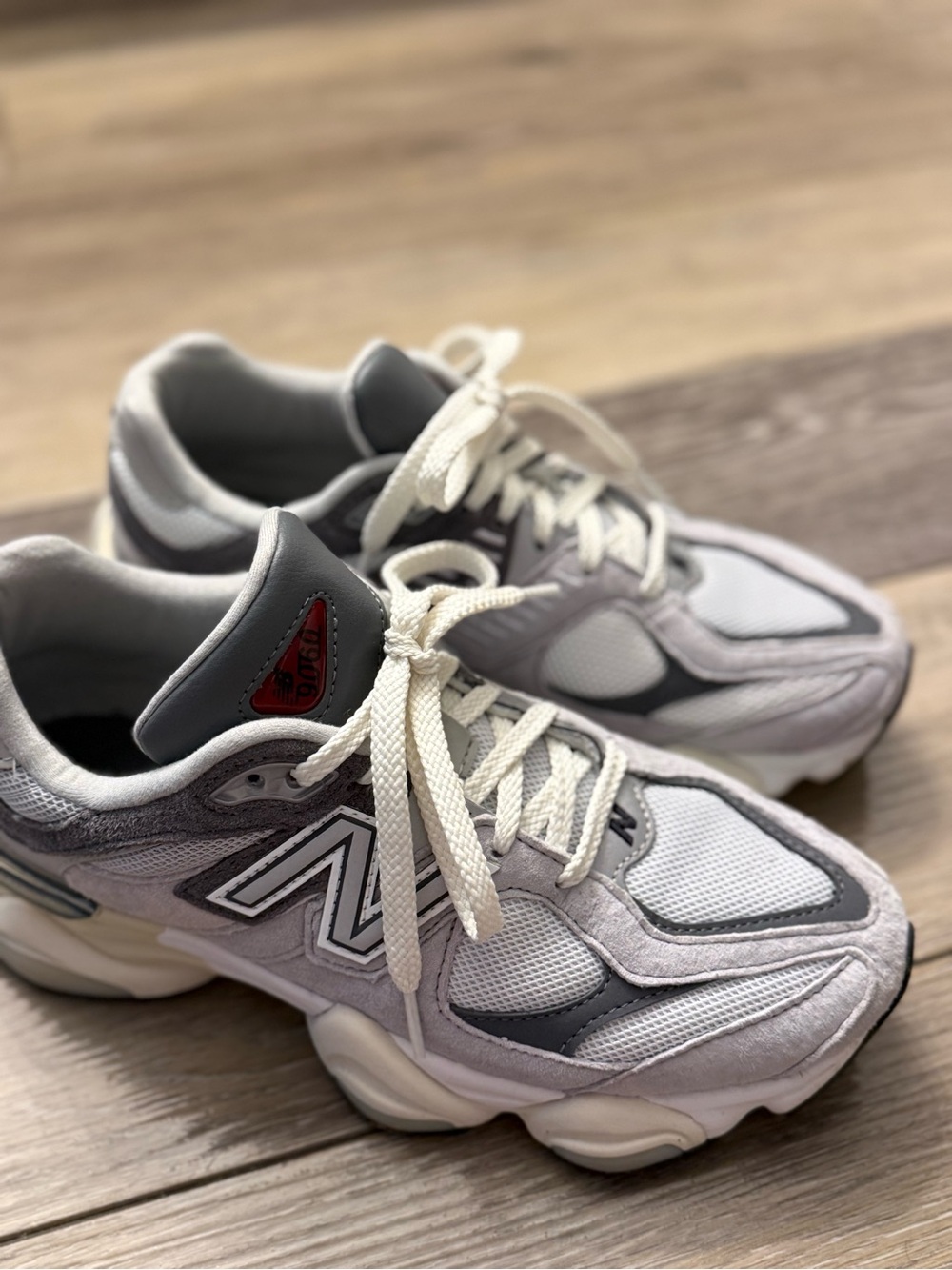 New Balance Grey and White, 9060, Retro Running Sneakers - Picture 2 of 2